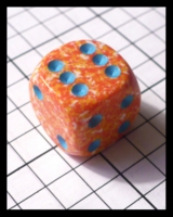 Dice : Dice - 6D Pipped - Orange and White Speckle with Blue Pips - FA collection buy Dec 2010